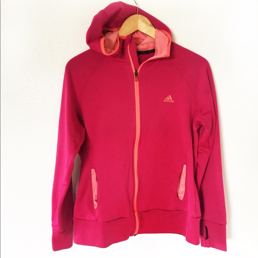ADIDAS pink orange full zip running workout jacket